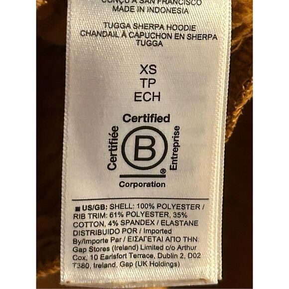 Athleta Womens XS Tugga Sherpa Hoodie Cattail Rust Drawstring Tie Rib Pullover ( - Picture 6 of 8